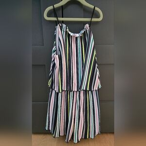 Truly Me Kids' Striped Sleeveless Plisee Romper